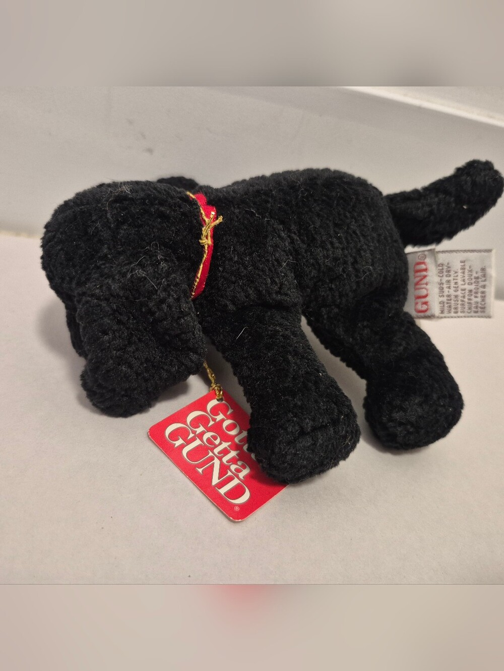 Gund Rare Little Puddles Black Lab Puppy Dog 5" #1479 Red Collar Plush NWT - Picture 2 of 6
